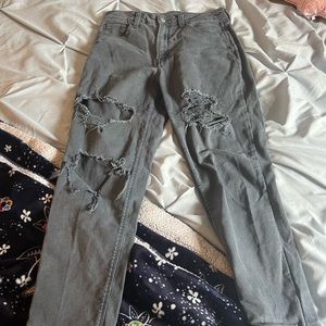 AE Charcoal Colored Ripped Jean